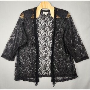 Vintage Hosanna Design Cardigan Womens 4X Black Lace Sheer Open‎ Romantic Goth
